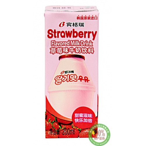 宾格瑞草莓味牛奶饮料 200ml*6支*...