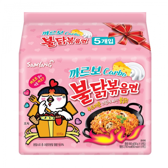 三养拌面奶油辣鸡肉味（五连包）650g*8袋/件
