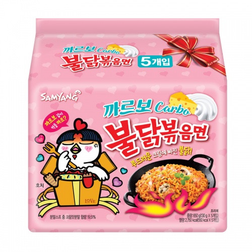 三养拌面奶油辣鸡肉味（五连包）650g*8袋/件