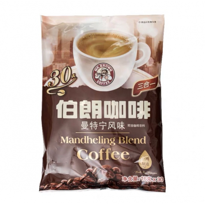 伯朗曼特宁风味三合一即溶咖啡（16g*30）480g*6袋/件