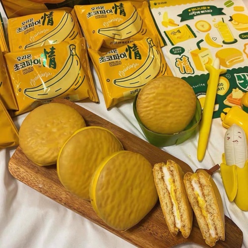 好丽友ORION香蕉巧情派（糕点）444g*8盒/件
