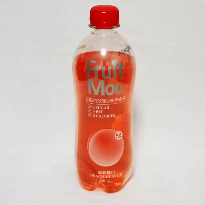 果乐吩粉色水蜜桃味苏打气泡水500ml*24瓶/件
