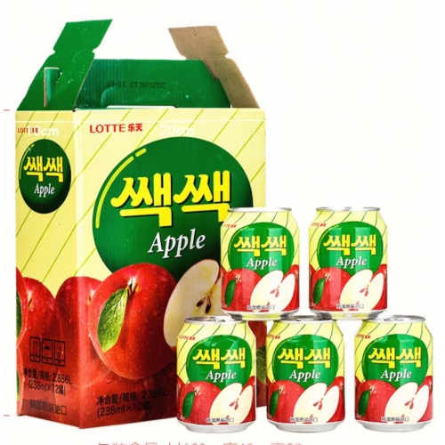 乐天苹果汁238ml*12罐*6盒/件