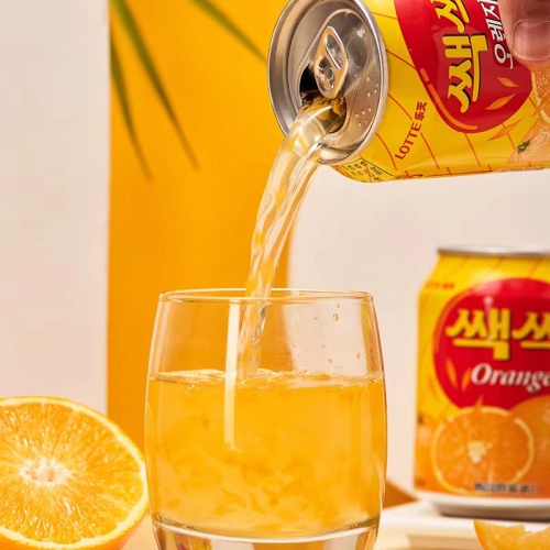 乐天粒粒橙汁饮料238ml*12罐*6盒/件