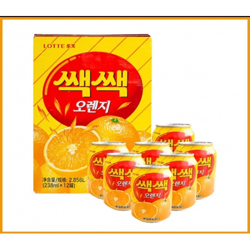 乐天粒粒橙汁饮料238ml*12罐*6盒/件