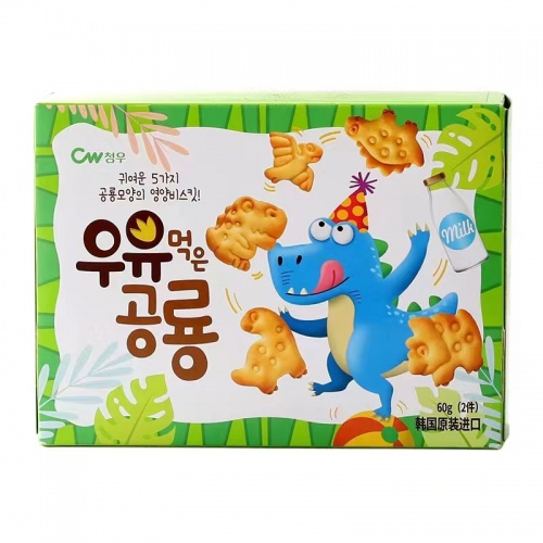 青佑恐龙形饼干(牛奶味)60g*10盒/件