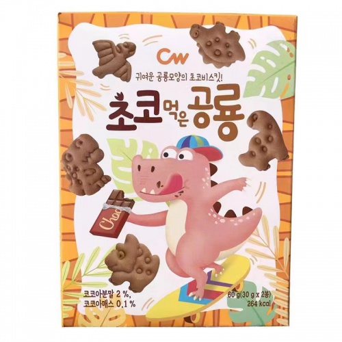 青佑恐龙形饼干(巧克力味)60g*10盒/件