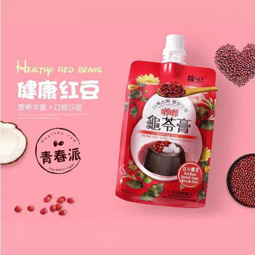 美味栈吸吸龟苓膏（红豆椰果味）250g*3袋*8组/件