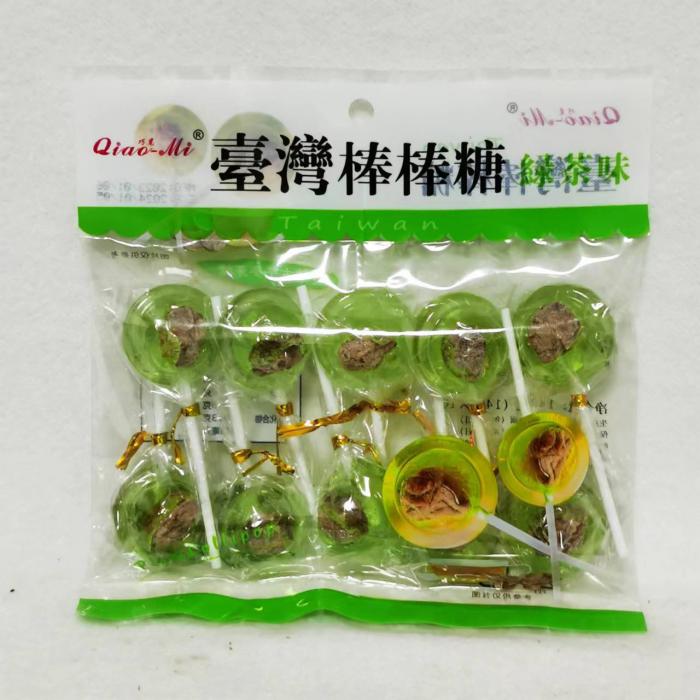 巧觅绿茶味棒棒糖 140g（14g*10）*24包/件