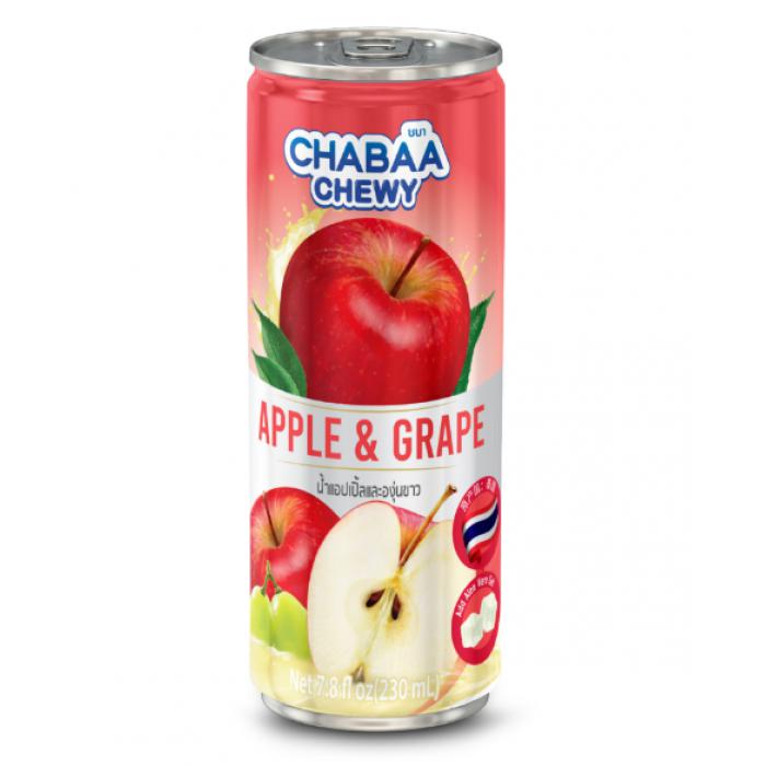 恰芭果粒嚼听装红苹果白葡萄汁饮料230ml*24罐/件