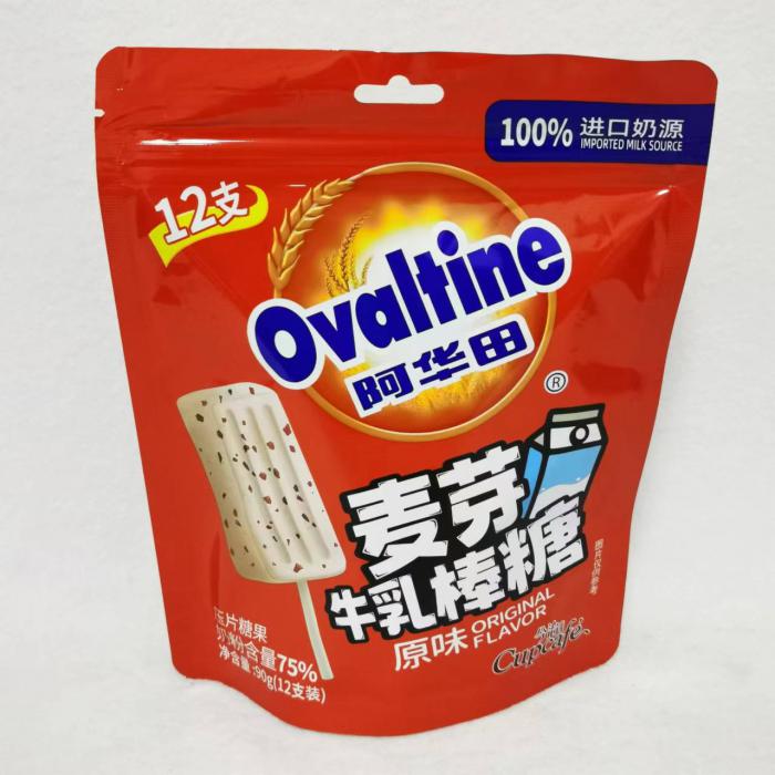 阿华田麦芽牛乳棒棒糖原味90g（12支装）*12袋/件