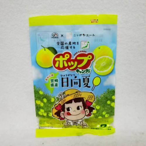不二家日向夏橙子味棒棒糖44.8g*10包/组