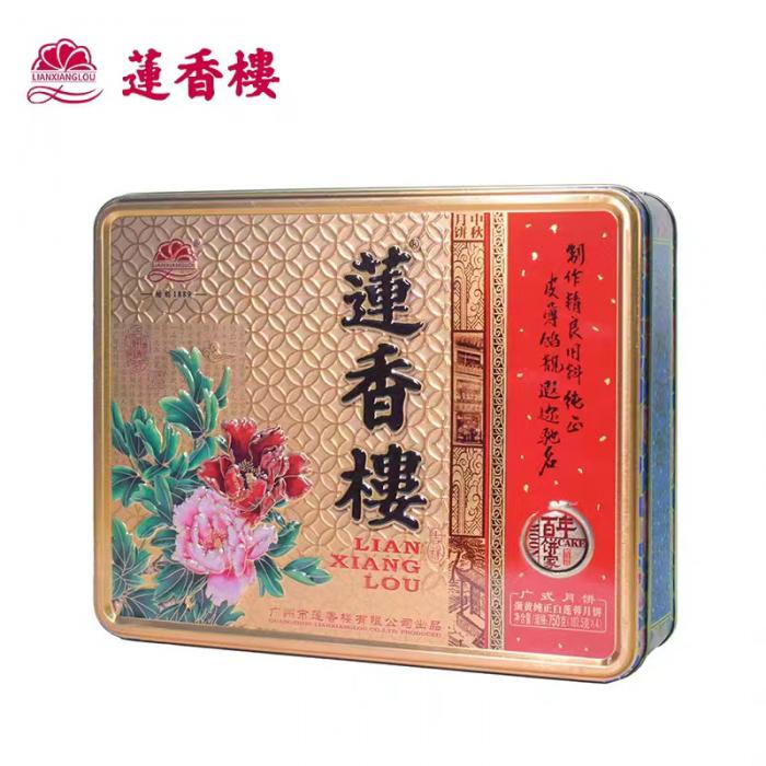 莲香楼蛋黄纯正白莲蓉月饼4个750g1*12盒/件