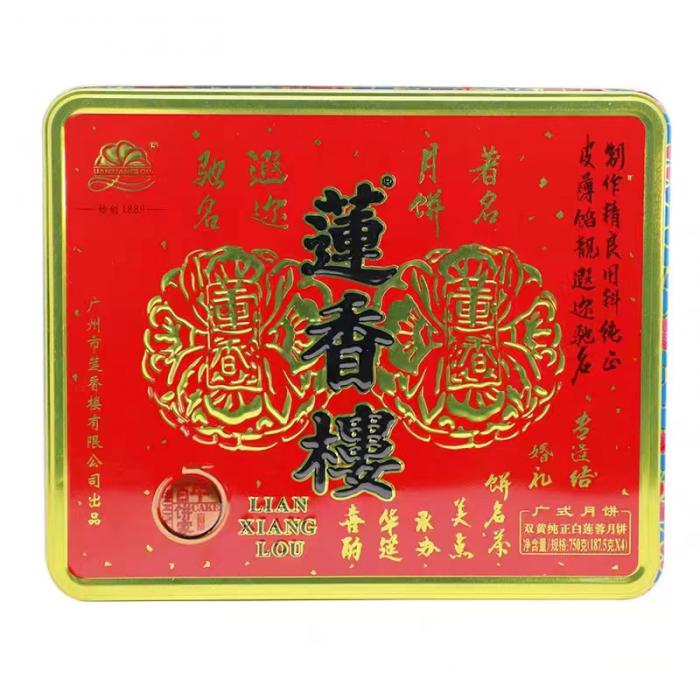 莲香楼双黄纯正白莲蓉月饼750g1*12盒/件