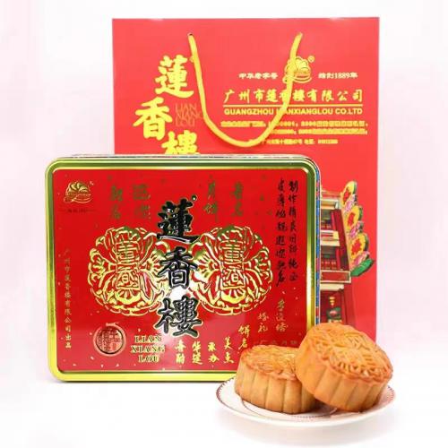 莲香楼双黄纯正白莲蓉月饼750g1*12盒/件