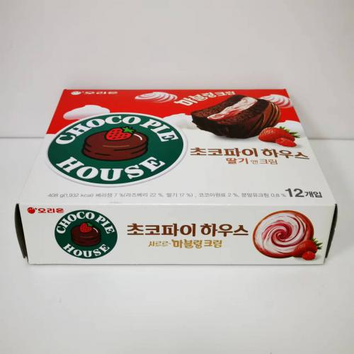 好丽友ORION情草莓奶油巧克力味派（糕点）408g*8盒/件