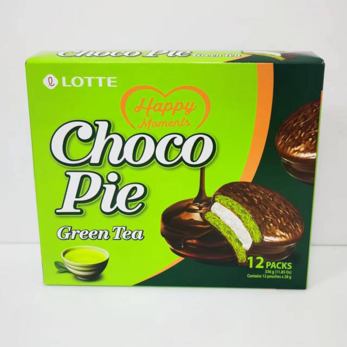 乐天绿茶巧克力味派（糕点12枚）336g*8盒/组