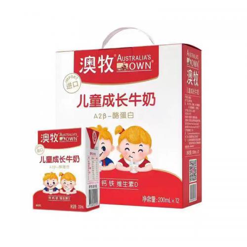 澳牧儿童成长牛奶礼盒装（200ml×12...