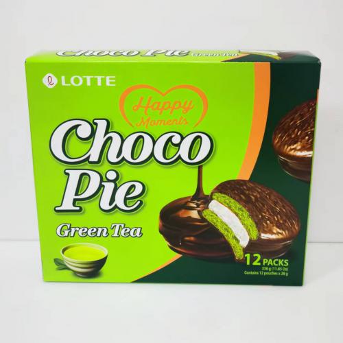 乐天绿茶巧克力味派（糕点12枚）336g*8盒/组