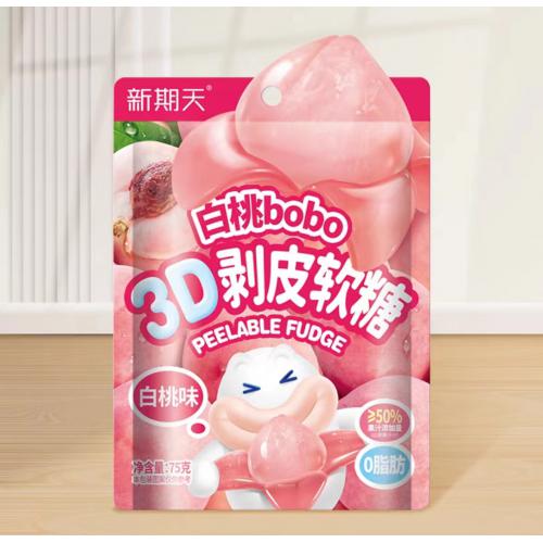 星期天白桃bobo 3D剥皮软糖（白桃味）75g*32包/件