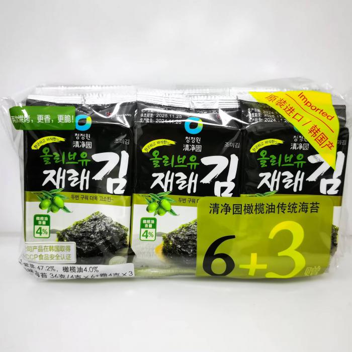 清净园橄榄油传统海苔36g(4g*6+赠4g*3)*10包/件