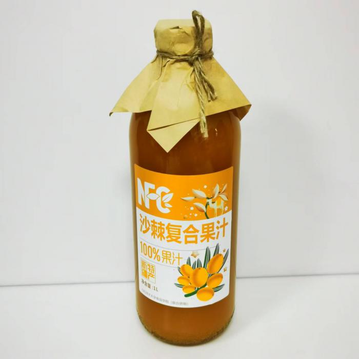 风趣玻璃瓶装NFC100%沙棘复合果汁1L*8瓶/件