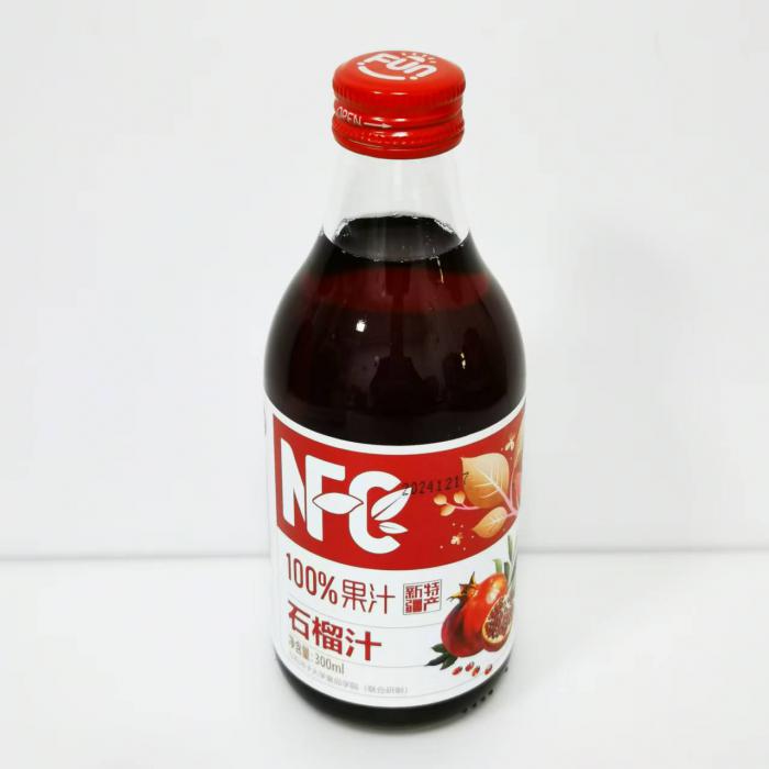 风趣玻璃瓶装NFC100%石榴汁300ml*10瓶/件
