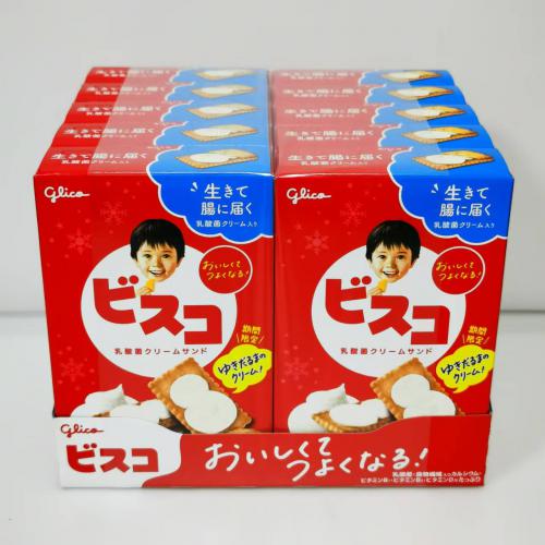 日本格力高盒装乳酸菌奶油味夹心饼81g*10盒/组