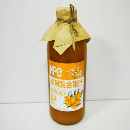 风趣玻璃瓶装NFC100%沙棘复合果汁1L*8瓶/件