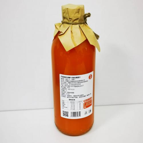 风趣玻璃瓶装NFC100%胡萝卜复合果蔬汁1L*8瓶/件
