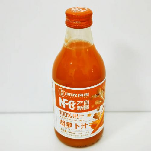 风趣玻璃瓶装NFC100%胡萝卜汁300ml*10瓶/件