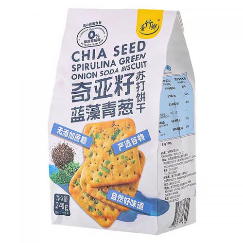 臺竹郷奇亚籽蓝藻青葱苏打饼干240g*20袋/件