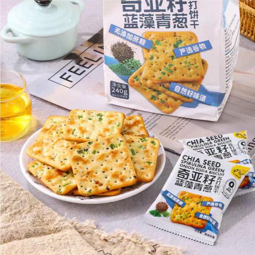 臺竹郷奇亚籽蓝藻青葱苏打饼干240g*20袋/件