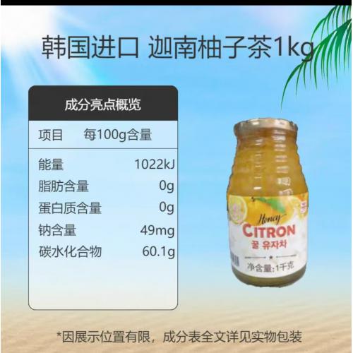 韩国迦南CANAAN蜂蜜柚子茶1000g*12瓶/件