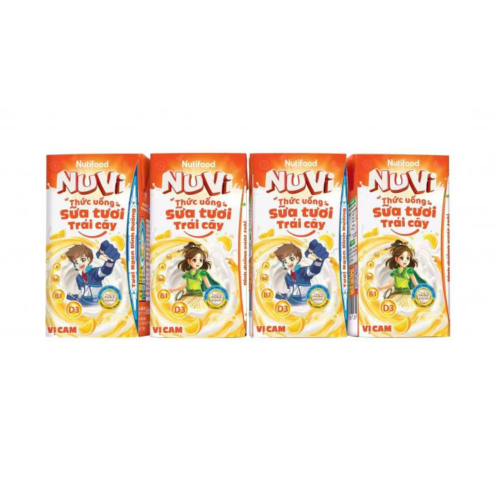 nuvi(努蒂)乳味饮料（橙子风味）110ml*4*12组/件