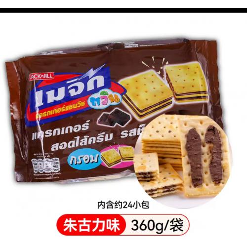 泰国珍珍牌苏打夹心饼干（朱古力味）360g（15g*24）*12包/件