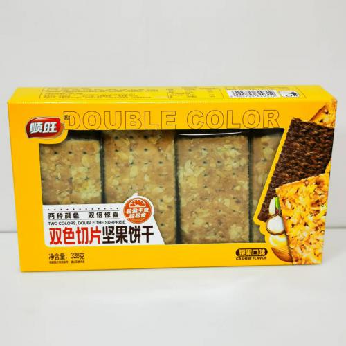 顺旺双色切片坚果饼干（腰果味）328g*16盒/件