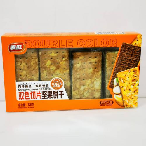 顺旺双色切片坚果饼干（巴旦木味）328g*16盒/件