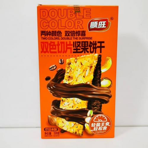 顺旺双色切片坚果饼干（巴旦木味）328g*16盒/件
