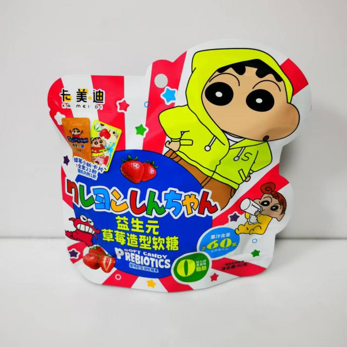 卡美迪蜡笔小新益生元草莓造型软糖42g*12包/组