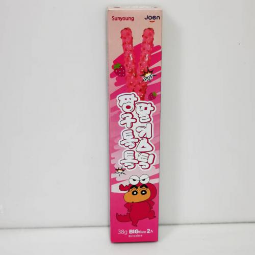 Sunyoung跳跳糖草莓牛奶味涂层饼干棒（19g*2）38g*48盒/件