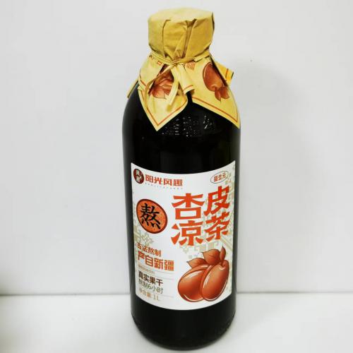 风趣玻璃瓶装杏皮凉茶植物风味饮料1L*8瓶/件