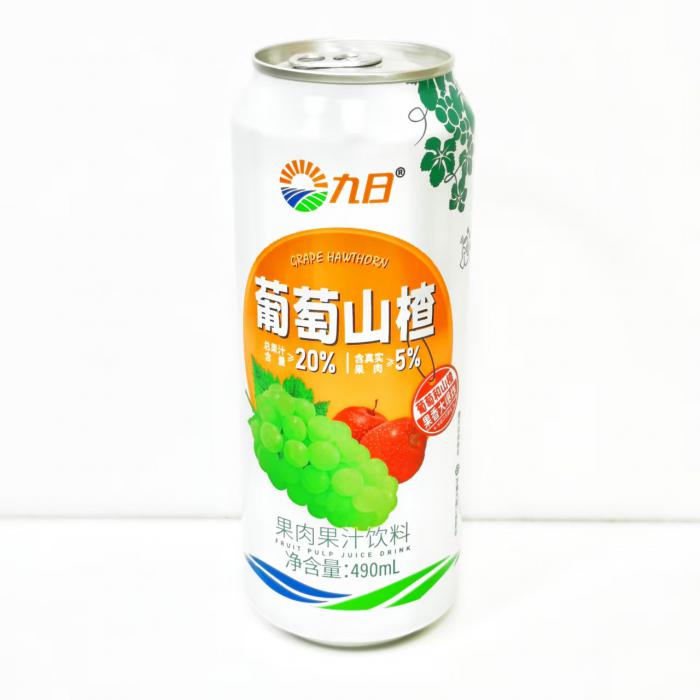 九日葡萄山楂果肉果汁饮料490ml*15罐/件