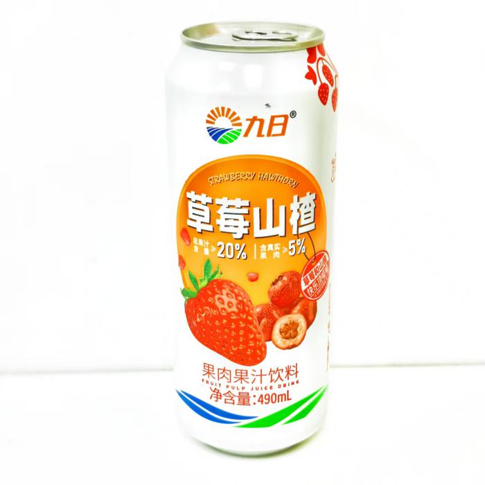 九日草莓山楂果肉果汁饮料490ml*15罐/件