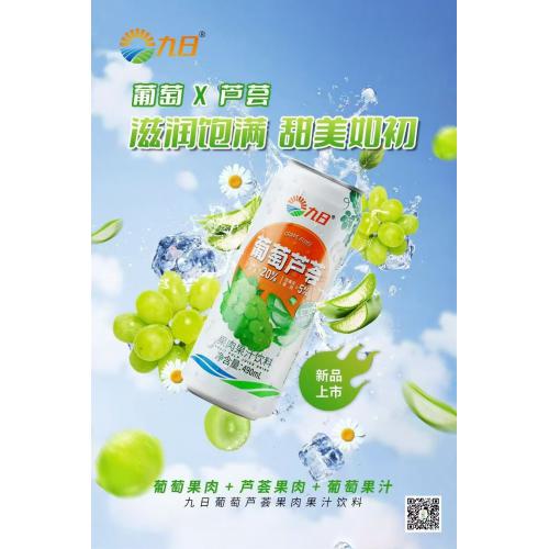 九日葡萄芦荟果肉果汁饮料490ml*15罐/件