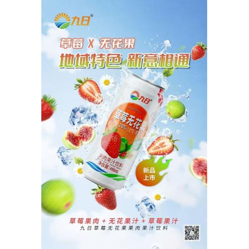 九日草莓无花果果肉果汁饮料490ml*15罐/件