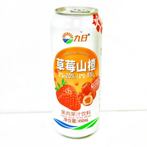 九日草莓山楂果肉果汁饮料490ml*15...