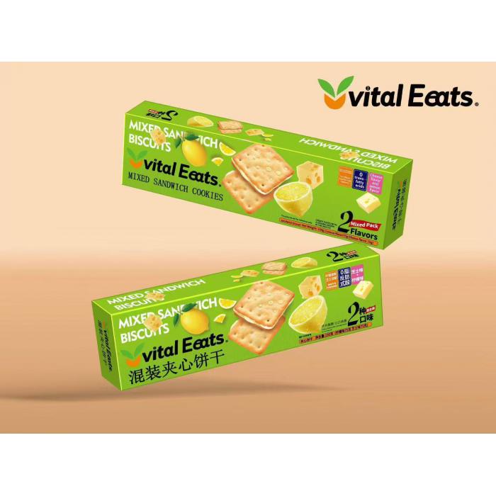 合记林珍香Vital Eeats混装夹心饼干 150g*18盒/件 （芝士味75g+柠檬味75g）