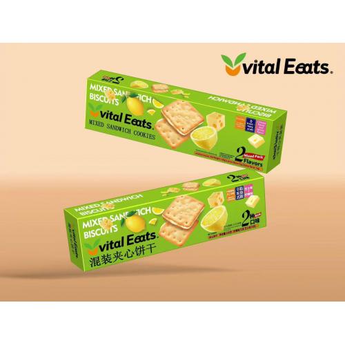 合记林珍香Vital Eeats混装夹心饼干 150g*18盒/件 （芝士味75g+柠檬味75g）