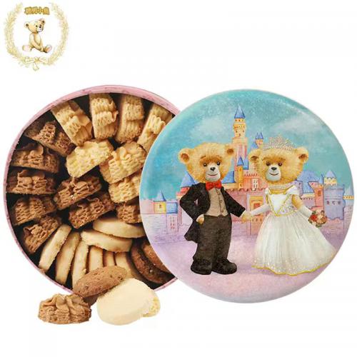 珍妮聪明小熊四味奶油曲奇饼干320g*6罐/组